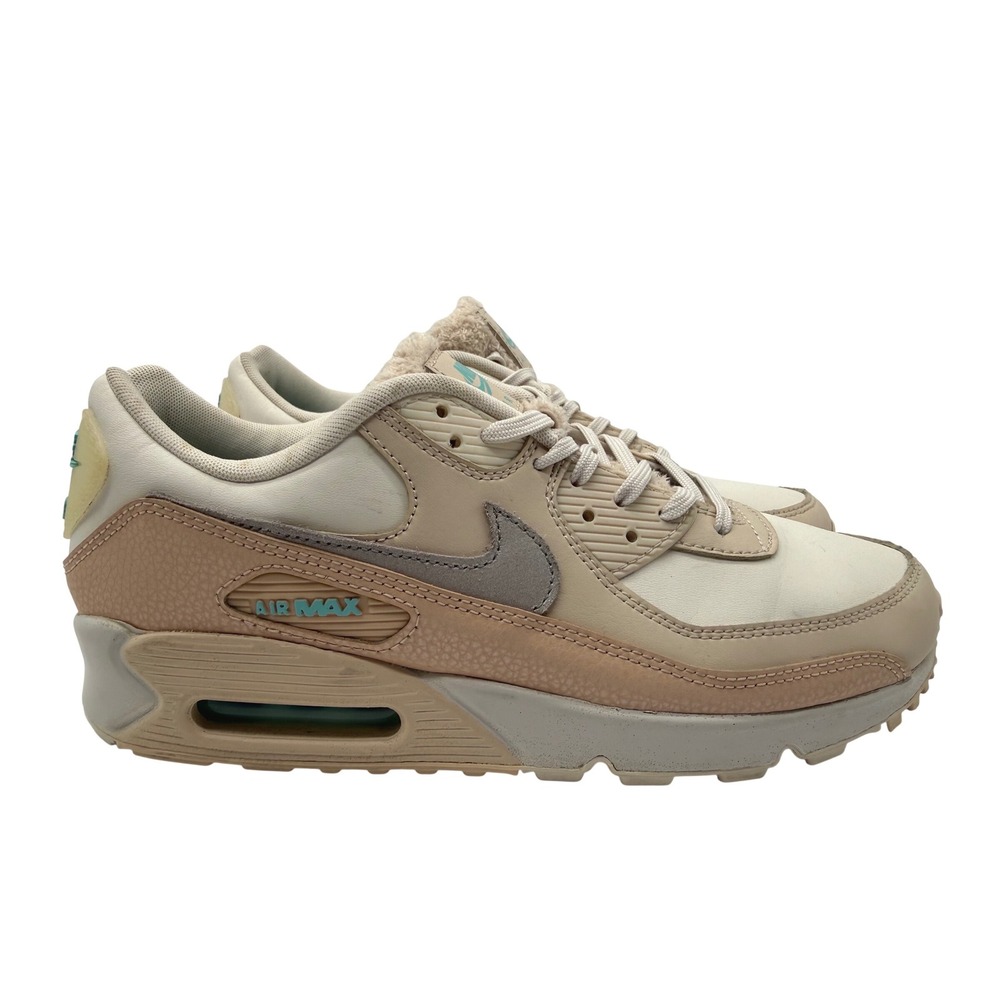 Nike Air Max 90 Womens 10 Sanddrift Hemp Sail Excellent Faux Fur DZ5194-001